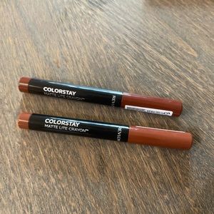 Revlon Colorstay matte lite crayon in 003 soufflé all day + 002 clear the air